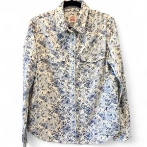 Levi Strauss & Co Men’s Western Blue and White Floral Shirt Jacket w Pearl Snaps